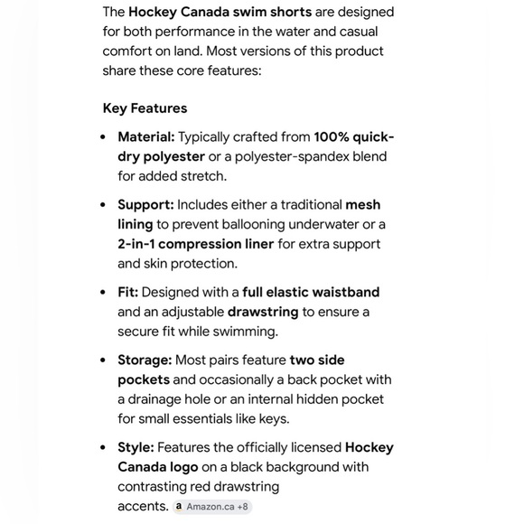 🆕Men's Black Swim Board Shorts with Hockey Canada Logo - Picture 2 of 14